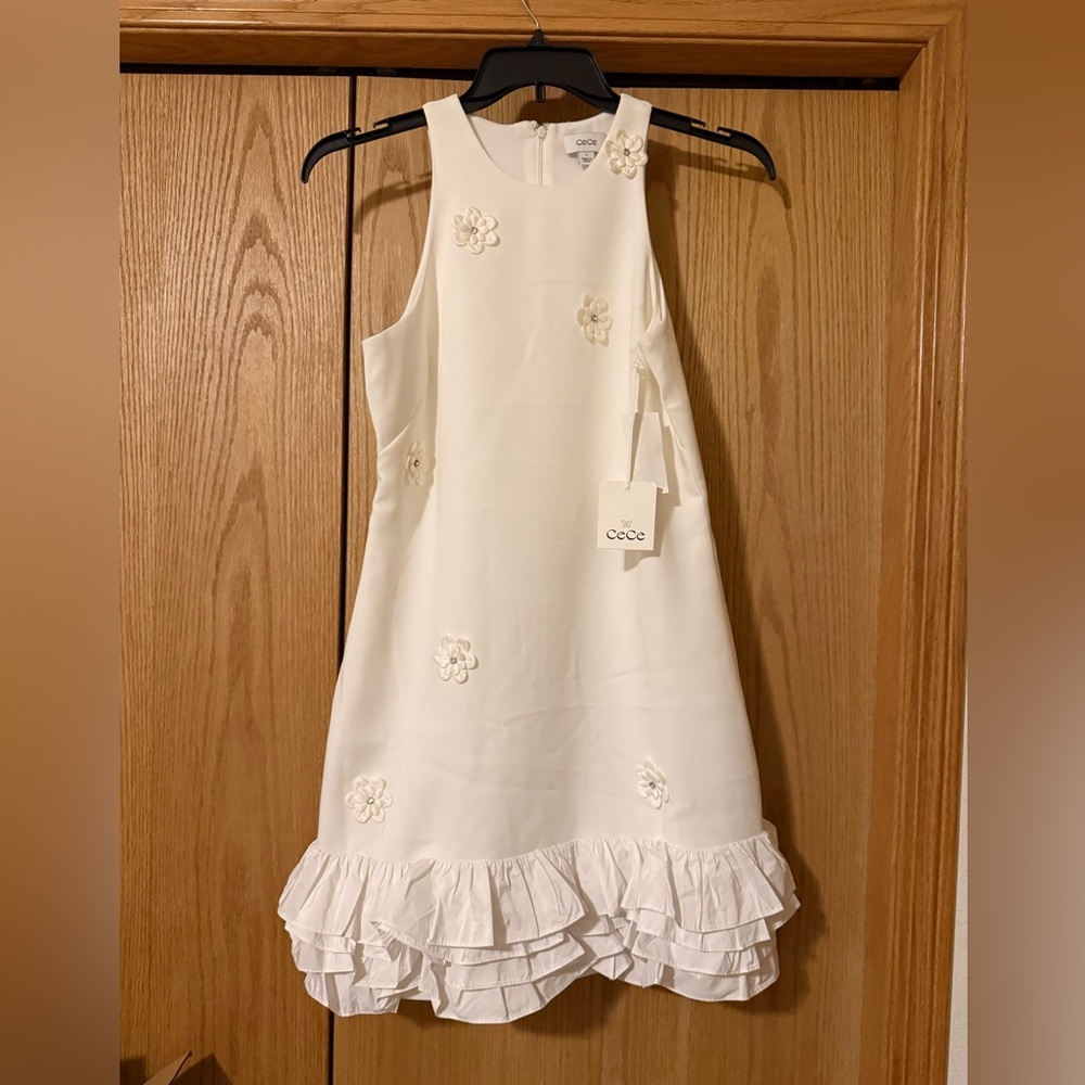 CeCe White Ruffle Mini Dress - Picture 2 of 5